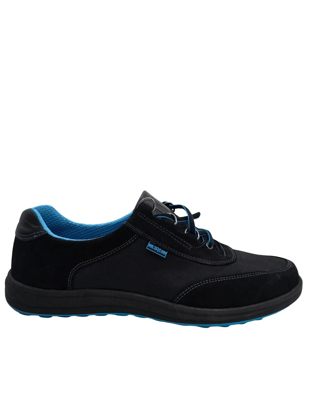 SAS Shoes Sporty Black Lace Up Sneakers | Womens 10 | Black/Blue | Made in USA
